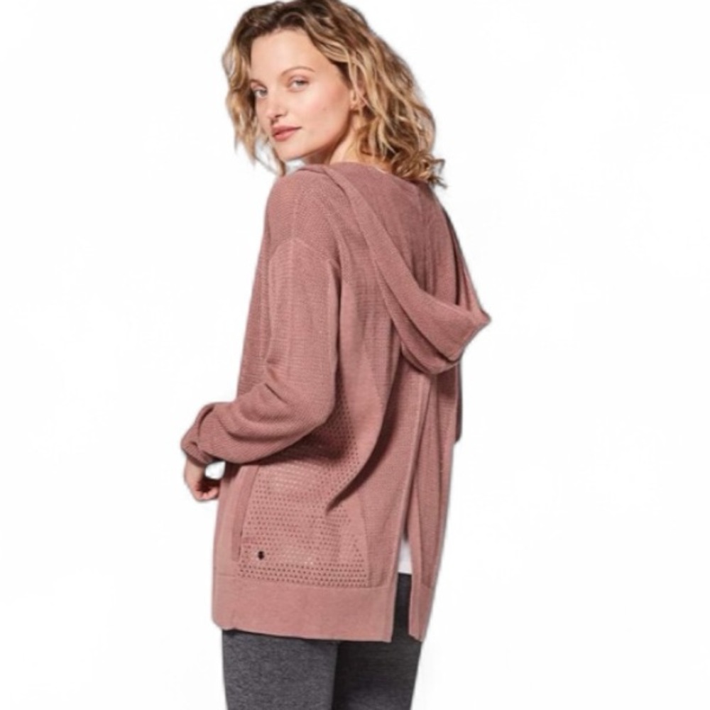 LULULEMON STILL MOVEMENT WRAP Hooded Criss Cross Sweater Heathered Quicksand